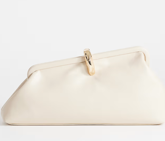 Medium clutch with hardware in stone-GRS Certified- ODM/OEM