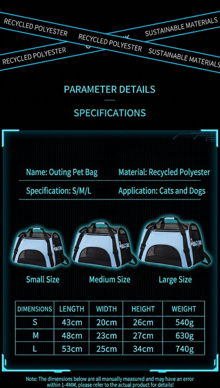 Recycled Polyester Pet Carrier – Lightweight Travel Design