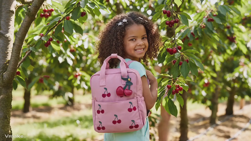 Cherry Embroidered Backpack-GRS CERTIFIED-ODM/OEM