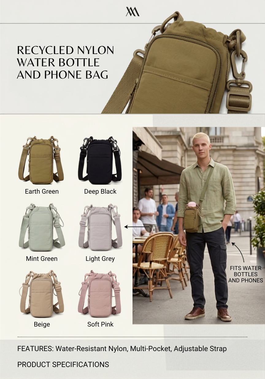 Recycled Nylon Water Bottle & Phone Bag – GRS Certified